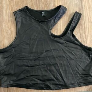 Black pleather crop top